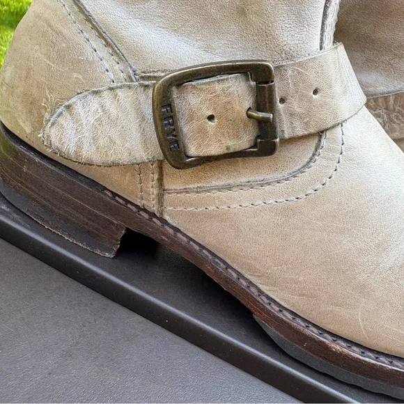 Frye Veronica Slouch Leather Tall Knee High Riding Motorcycle Boots Tan Size 9.5 - Picture 10 of 13